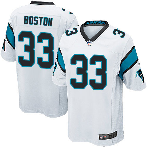 Men's Game Tre Boston Nike Jersey White Road - #33 NFL Carolina Panthers